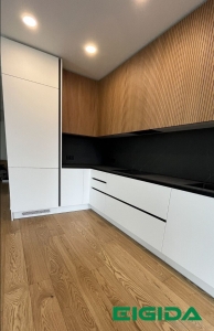 Virtuvės baldai su moderniu filinguotu fasadu
